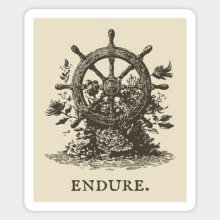 Endure Overgrown Ship's Wheel Illustration Magnet